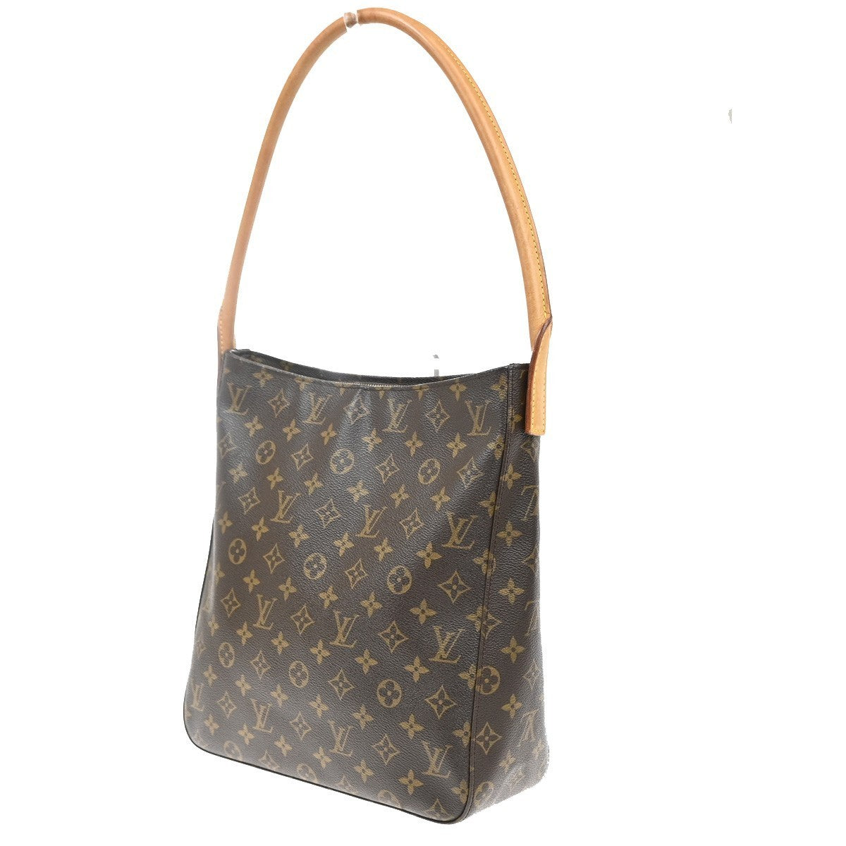 LOUIS VUITTON Logo Looping GM Shoulder Bag Monogram Leather Brown M51145 74SA123