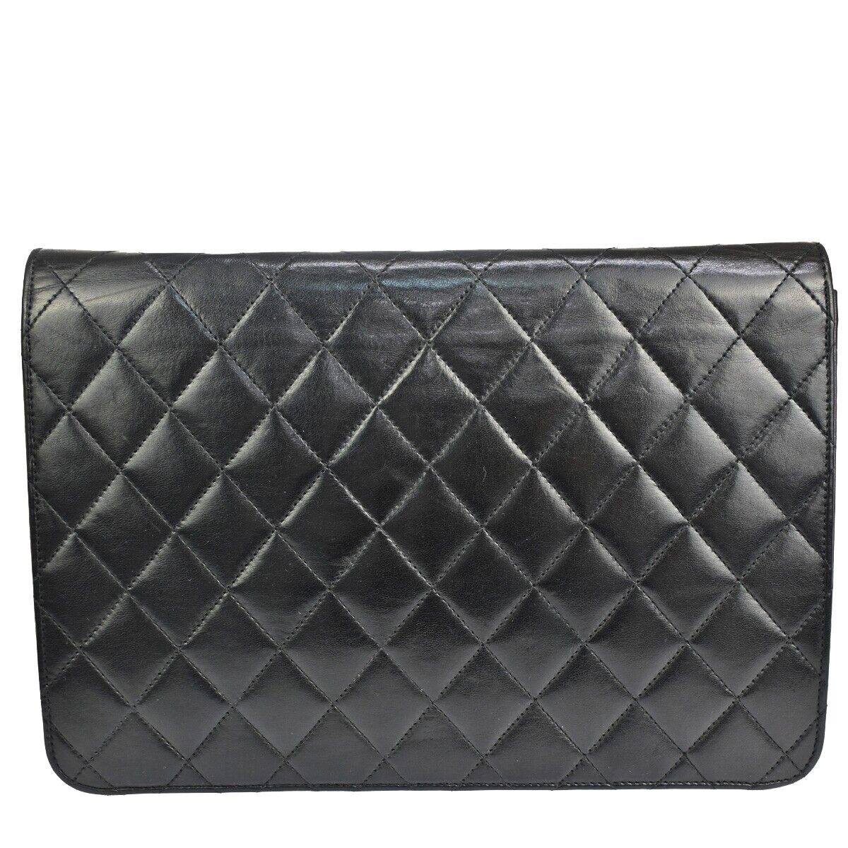 CHANEL CC Logo Matelasse Chain Shoulder Bag Leather Black GHW France 876RF086