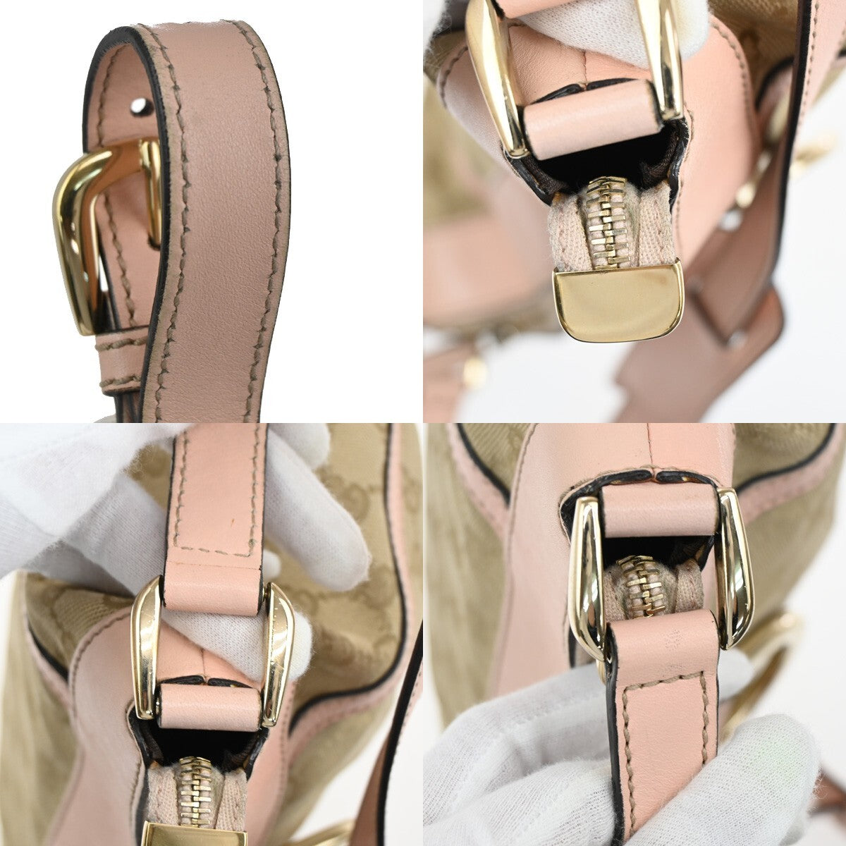 GUCCI Logo Abbey GG Pattern Shoulder Bag Canvas Leather Brown Pink GHW 86FB607