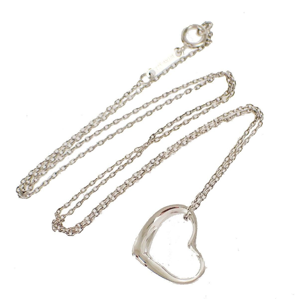 TIFFANY & CO. Open Heart 16mm Elsa Peretti Chain Necklace Silver 925 09MZ887