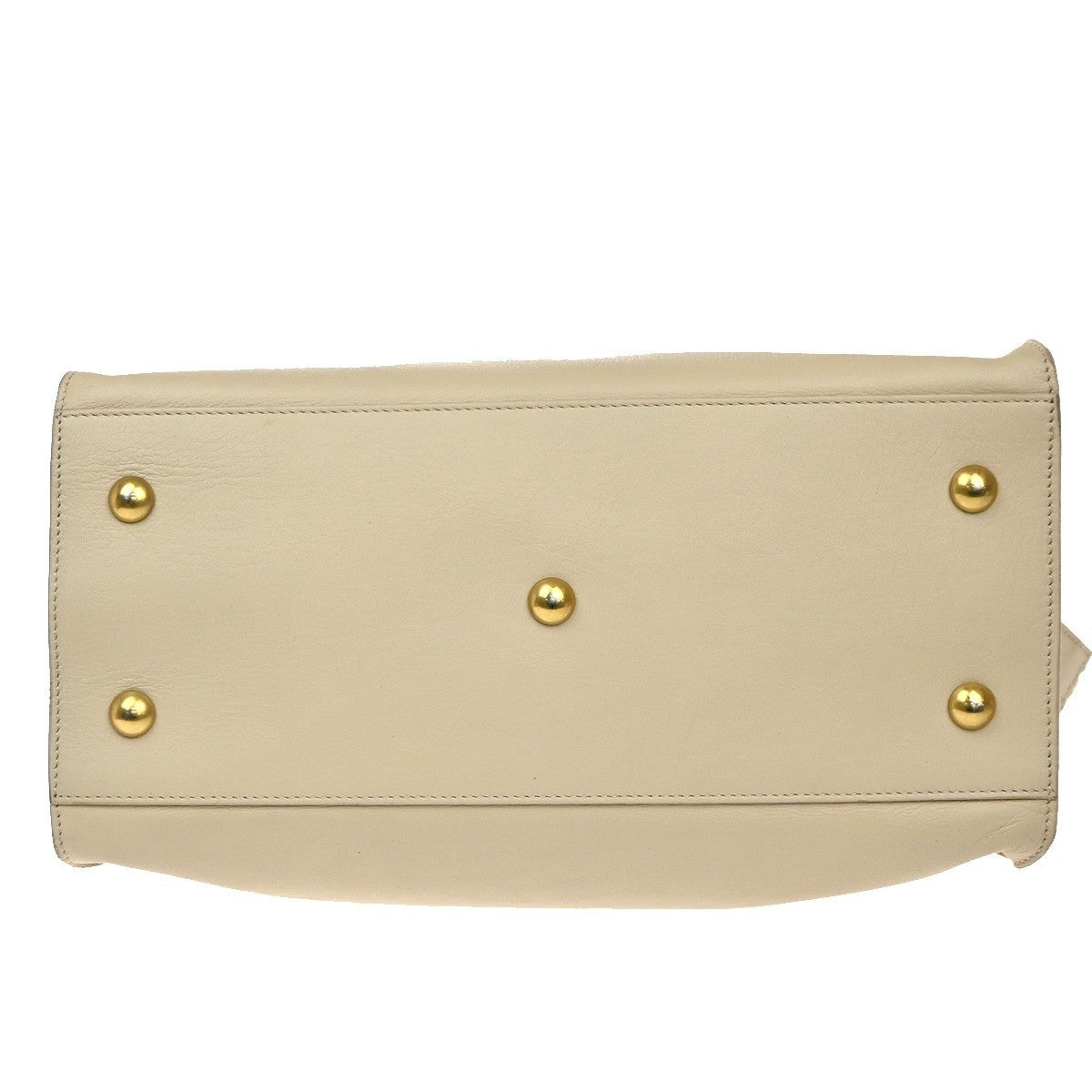 SAINT LAURENT  Logo Classic Y Cabas 2 Way Hand Bag Leather Beige Gold 72KP447