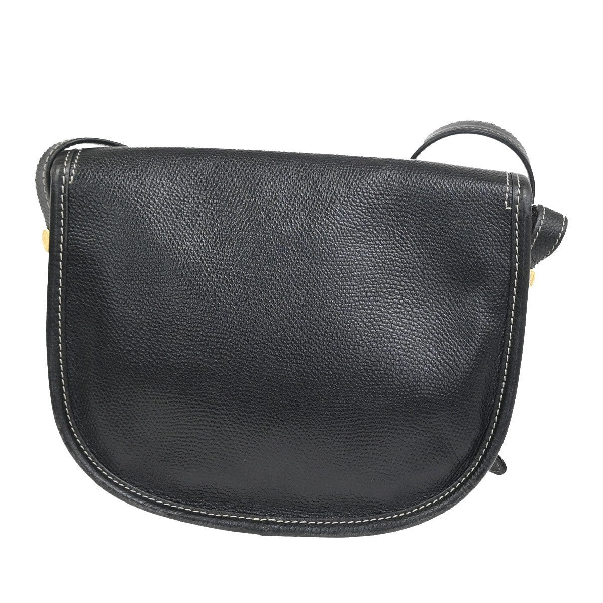 LOEWE Logo Anagram Flap Shoulder Crossbody Bag Leather Black GHW 67ZA356