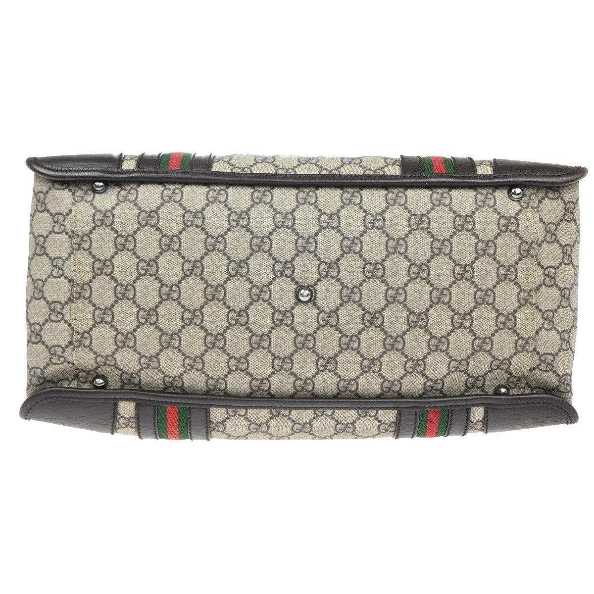 GUCCI Logo GG Pattern Sherry Shoulder Tote Bag Supreme Leather Brown 77KP593