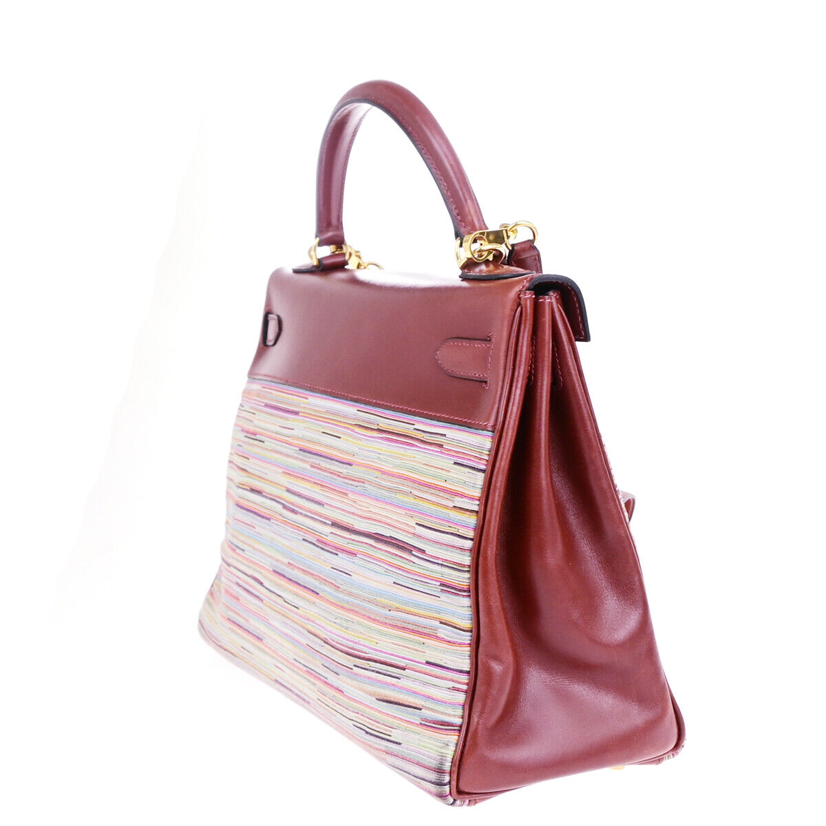 HERMES Kelly 32 Retourne 2Way Hand Bag □F Vibrato Leather Rouge H GHW 6030RK681