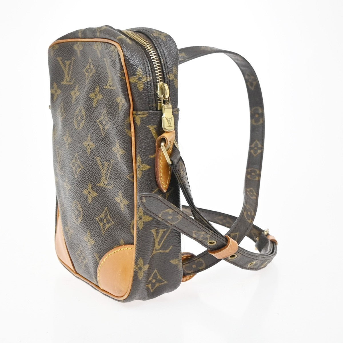 LOUIS VUITTON Danube Shoulder Bag Monogram Leather Brown USA M45266 32KC974
