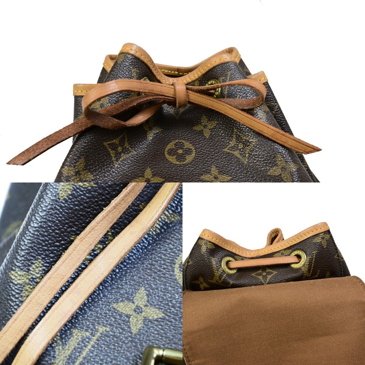 LOUIS VUITTON Montsouris MM Backpack Bag Monogram Leather Brown M51136 13EB360