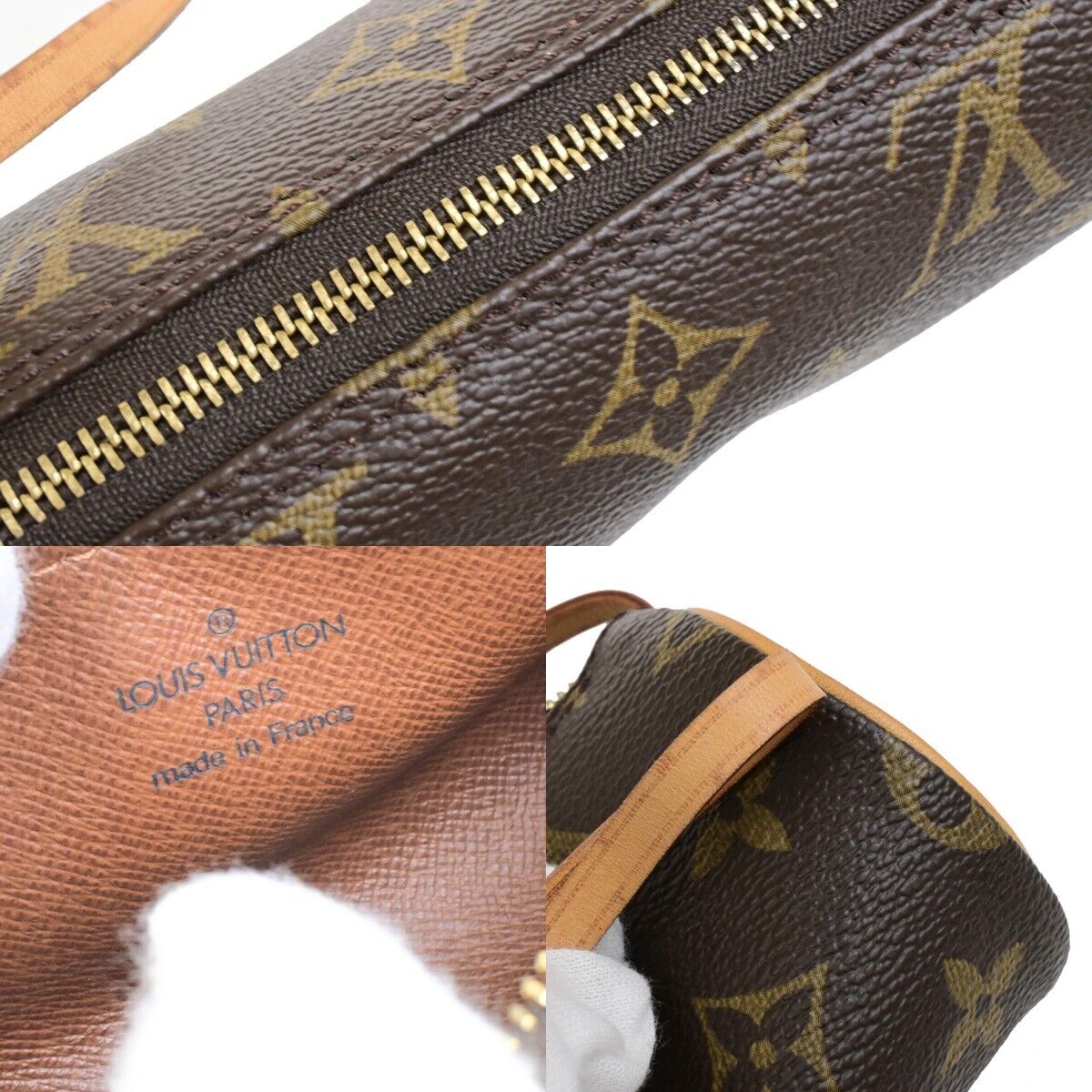 LOUIS VUITTON Logo Papillon Pochette Hand Bag Monogram Leather BN M51380 62FB514