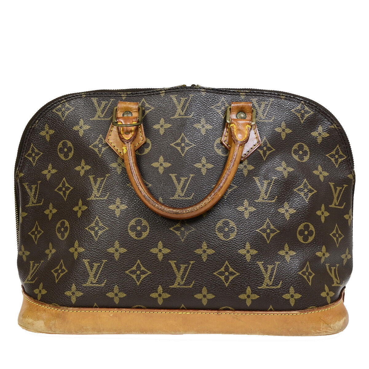 LOUIS VUITTON LV Logo Alma Hand Bag Monogram Leather Brown U.S.A. M51130 30YF593