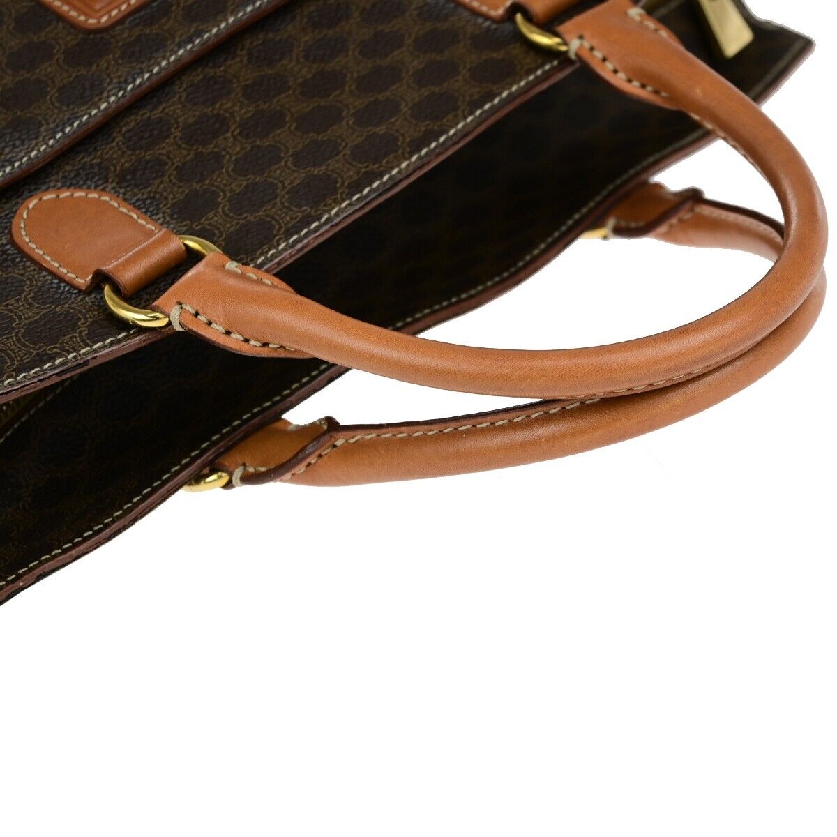 CELINE Logo Macadam Pattern Hand Bag PVC Leather GHW Made in Itay 83EC971