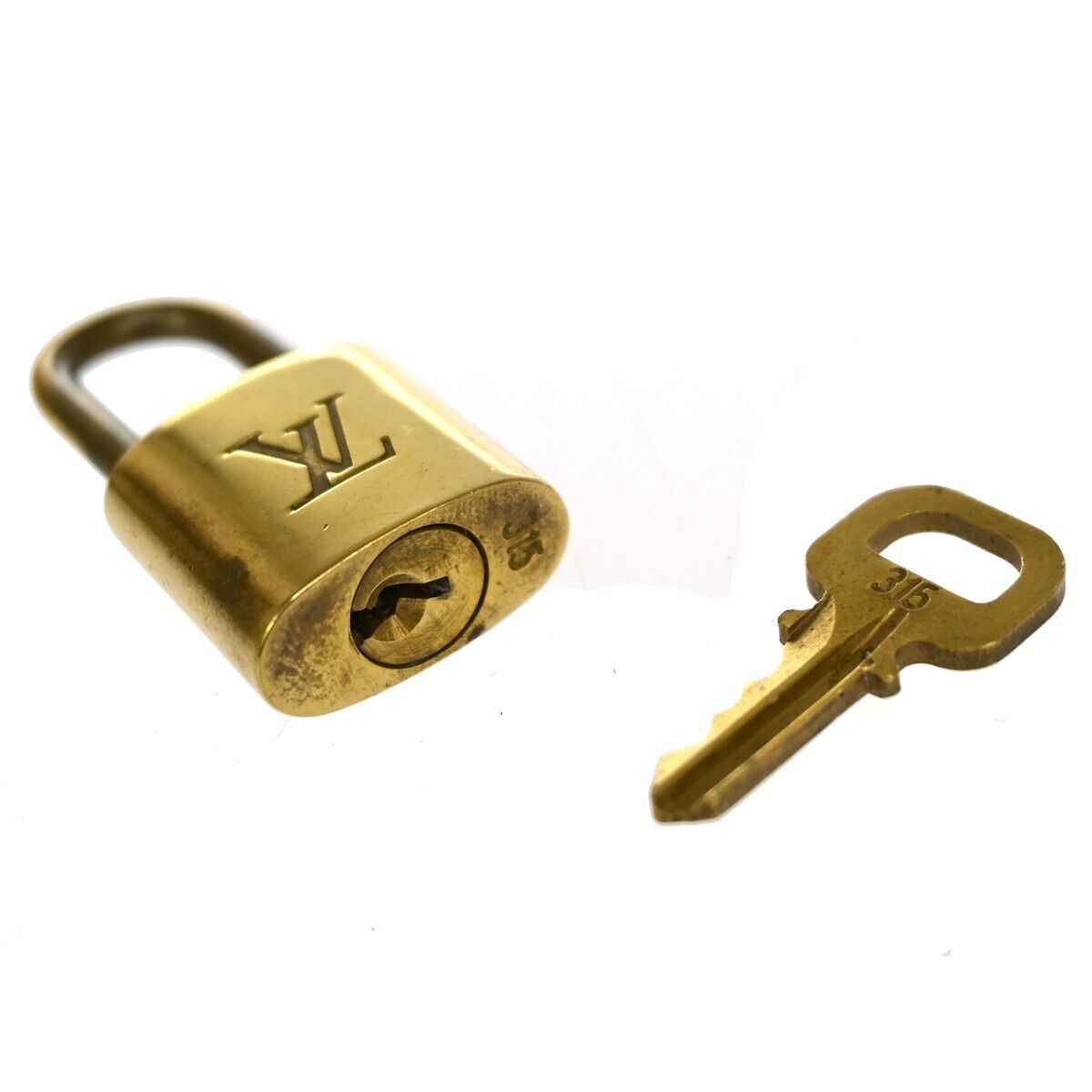LOUIS VUITTON LV 10 SET PADLOCK KEY BAG CHARM CADENA GOLD PLATED FRANCE 34GA935