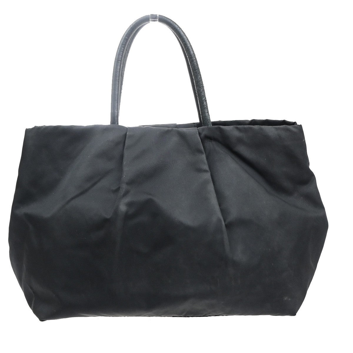 PRADA Logo Ribbon Tote Hand Bag Nylon Leather Black GHW Italy 30MA709