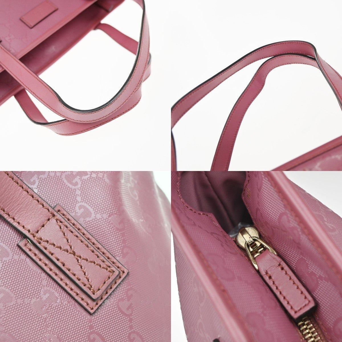 GUCCI Logo Imprime GG Pattern Shoulder Bag PVC Leather Pink GHW Italy 31KP453