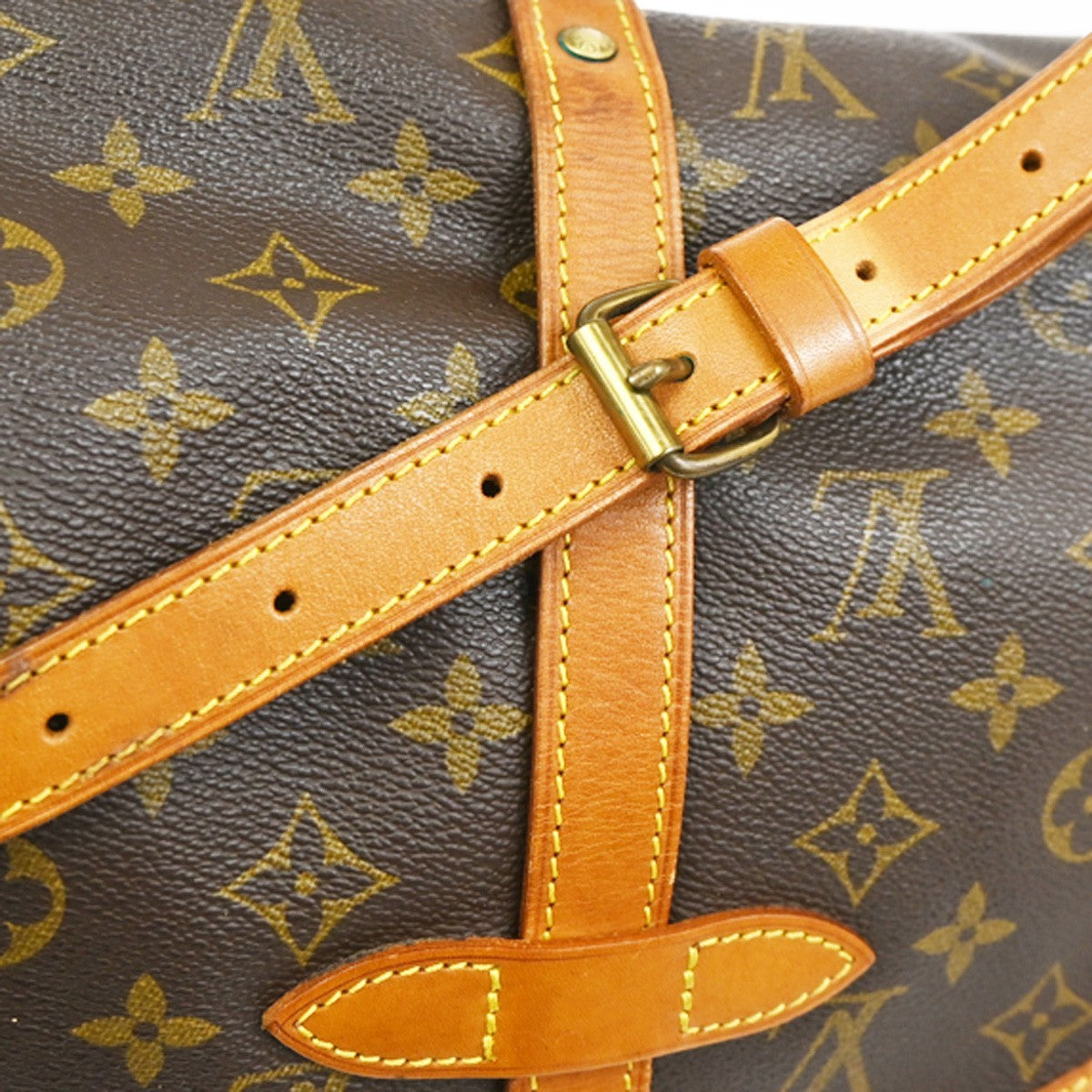 LOUIS VUITTON Logo Saumur 30 Shoulder Bag Monogram Leather Brown M42256 82YJ182