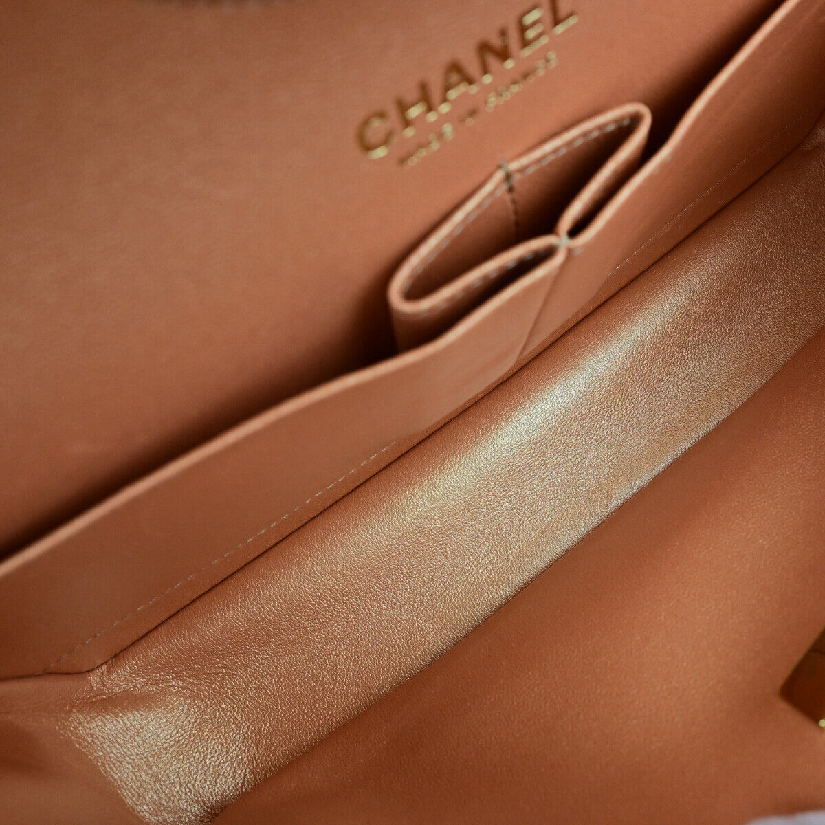 CHANEL CC Matelasse 25 Double Flap Chain Shoulder Bag Leather Pink Gold 401RK683