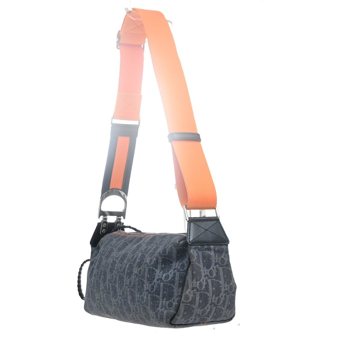CHRISTIAN DIOR Trotter Flight Line Shoulder Bag Denim Canvas Leather BE 41RL890