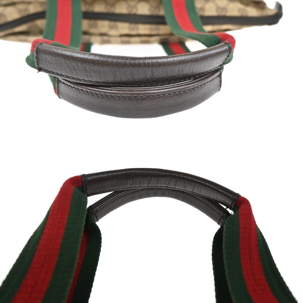 GUCCI GG Logo Sherry Line Shoulder Hand Bag Canvas Leather Beige Italy 67KC204