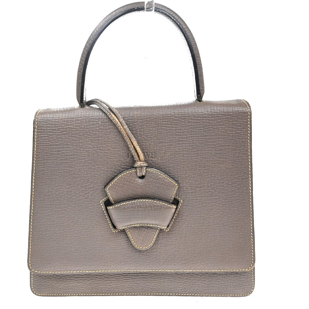 LOEWE Logo Barcelona 2Way Shoulder Bag Embossing Leather Purple GHW 86KC880