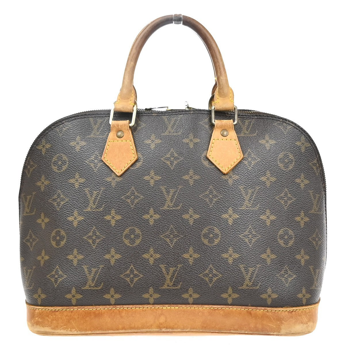 LOUIS VUITTON LV Logo Alma Hand Bag Monogram Leather Brown France M51130 88MA581