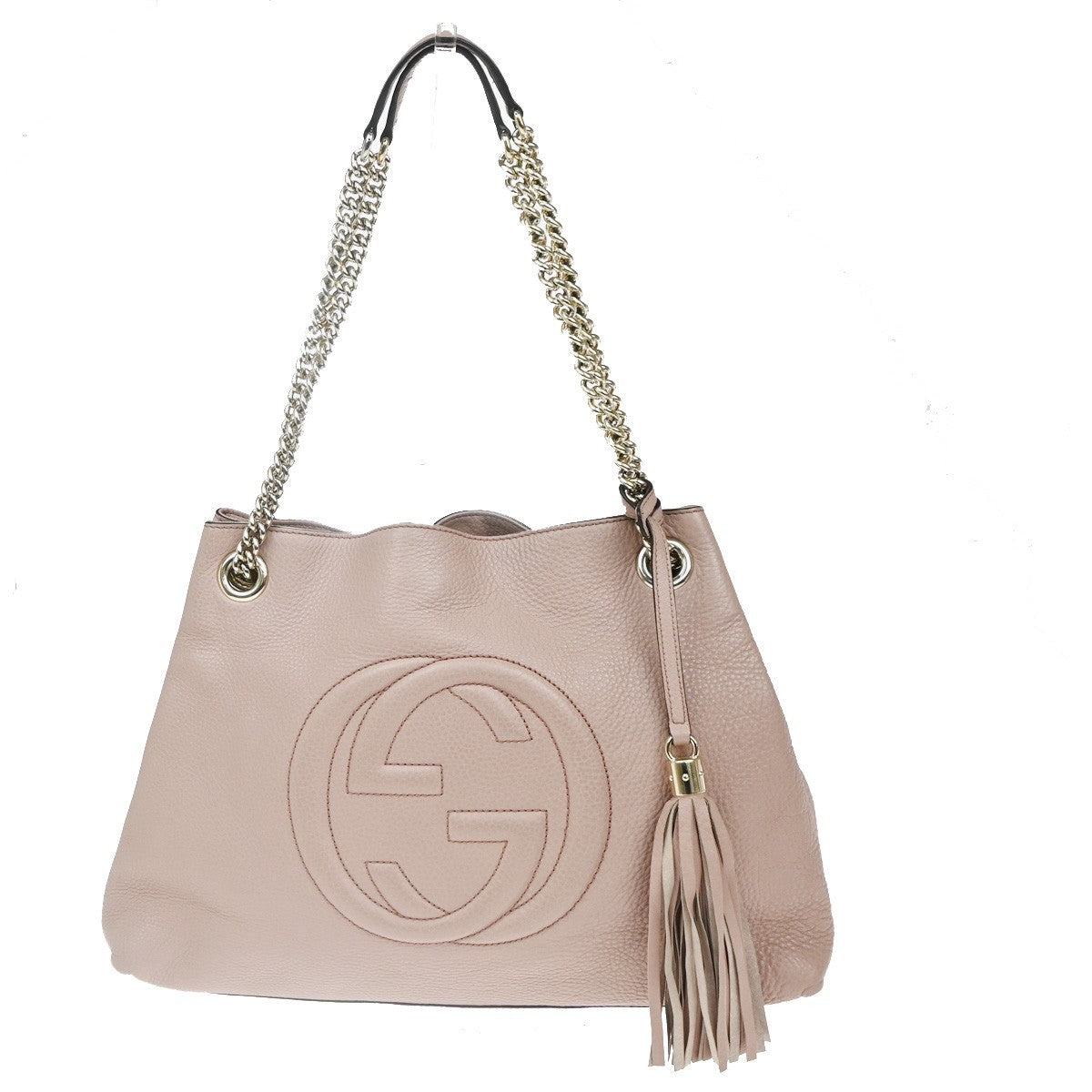 GUCCI Logo Soho Interlocking G Shoulder Bag Pebbled Calfskin Leather PK  95CA742