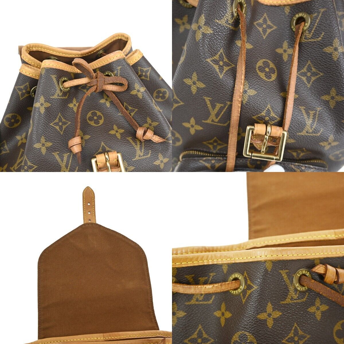 LOUIS VUITTON Montsouris MM Backpack Bag Monogram Leather Brown M51136 13SH732