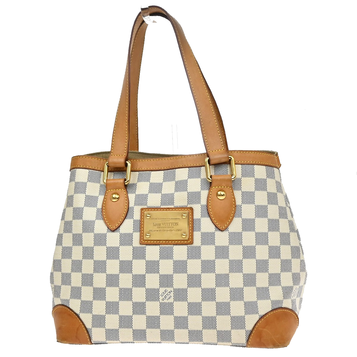 LOUIS VUITTON Hampstead PM Shoulder Bag Damier Azur Leather White N51207 50CB045