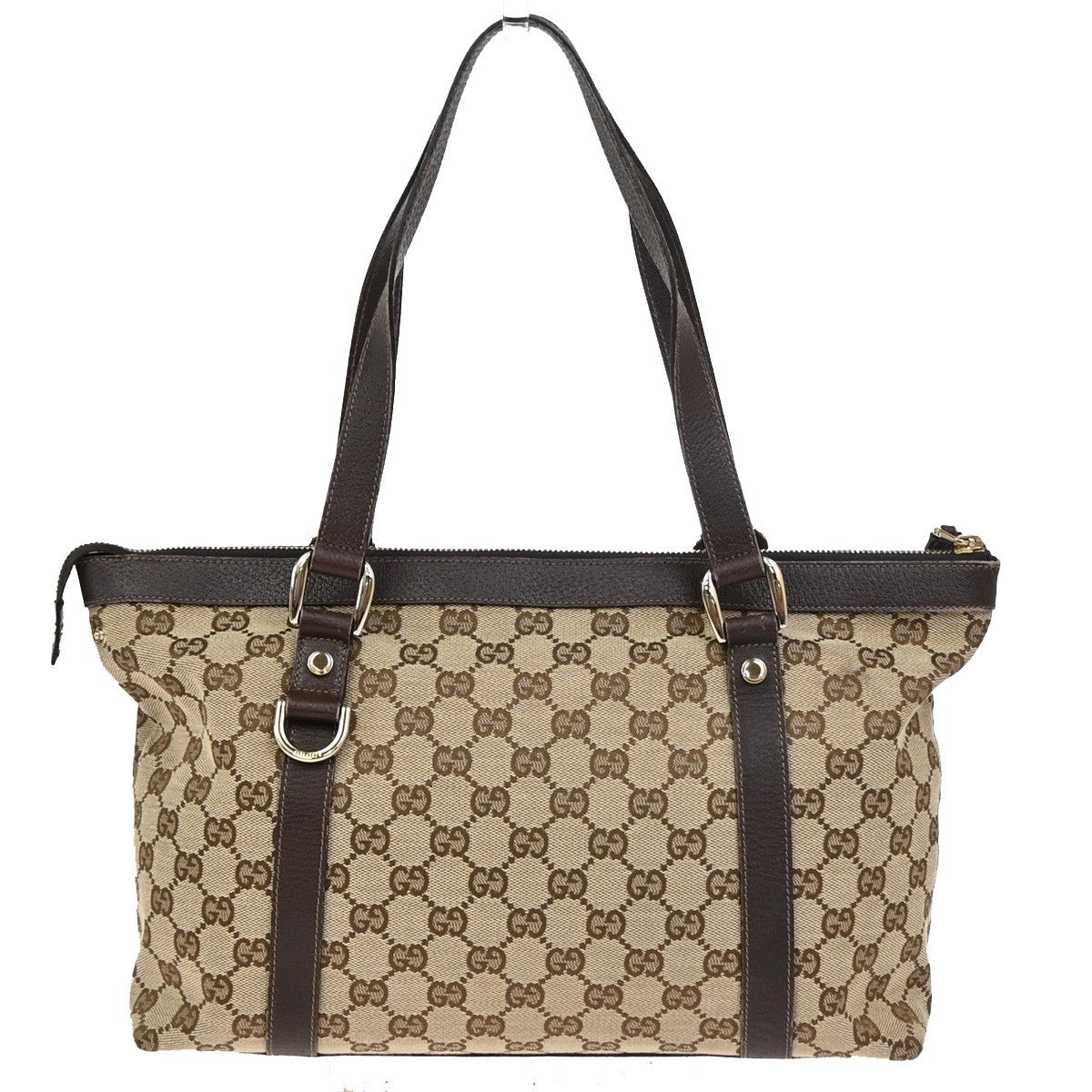 GUCCI GG Pattern Abbey Shoulder Tote Bag Canvas Leather Brown GHW Italy 77YJ048