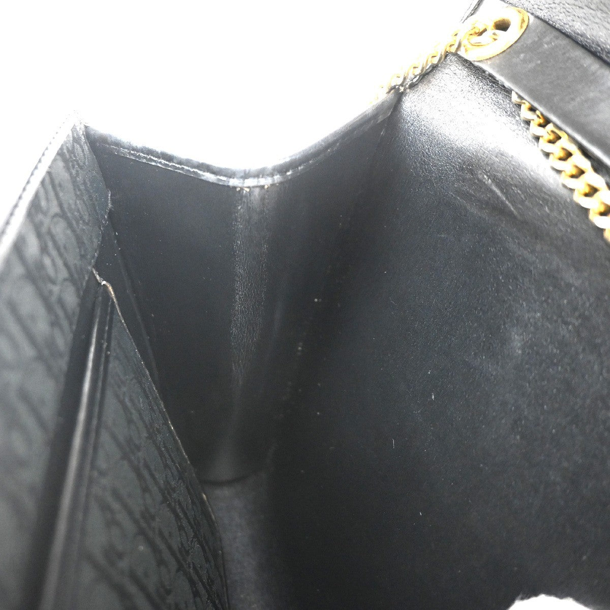 CHRISTIAN DIOR Trotter Pattern 2way Clutch Hand Bag Canvas Leather Black 38KC787