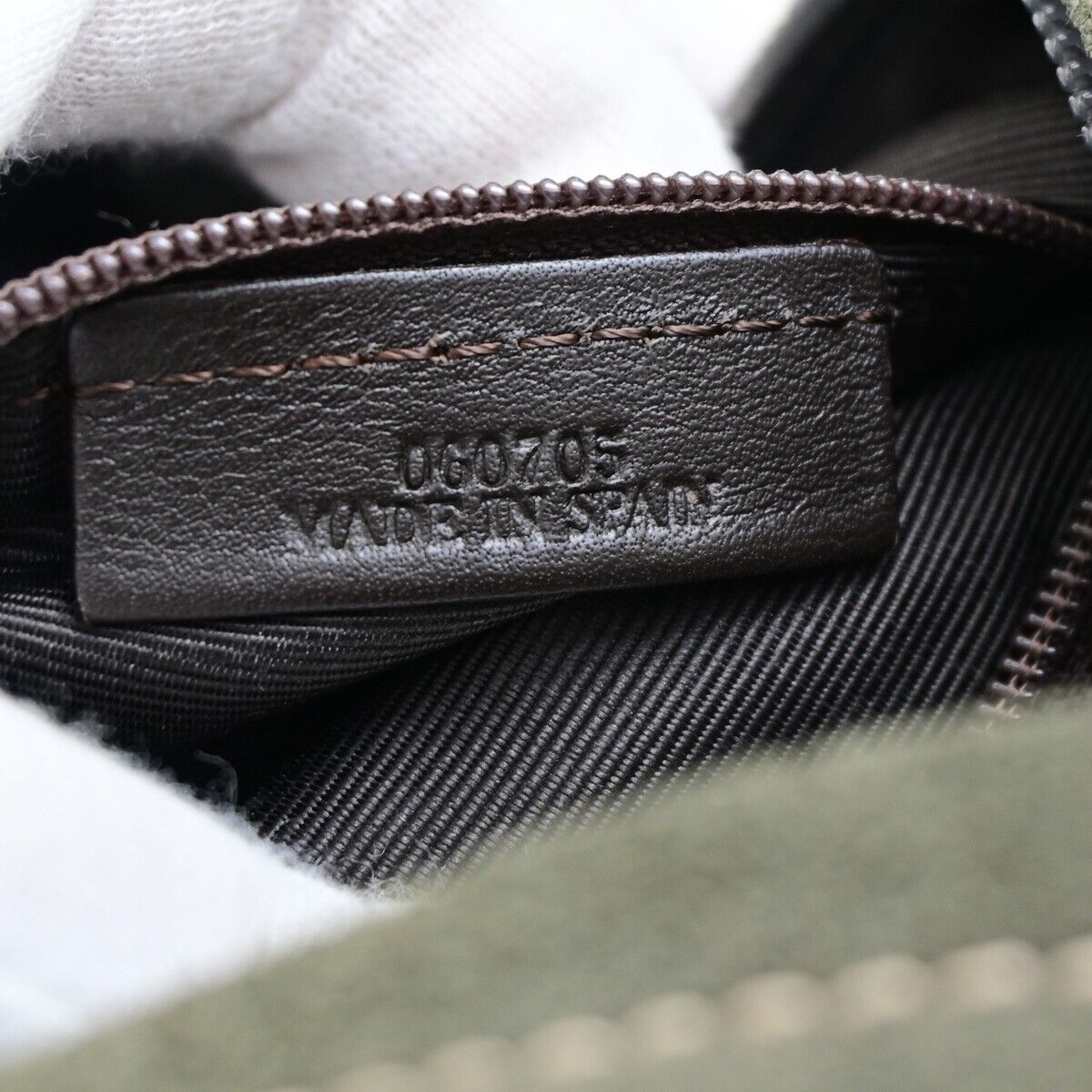 LOEWE Logo Anagram Amazona 28 Hand Bag Suede Leather Green Brown Spain 87FB191