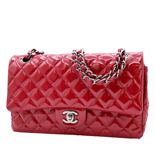 CHANEL CC Matelasse 25 Chain Shoulder Bag Patent Leather Red SHW 373RJ867
