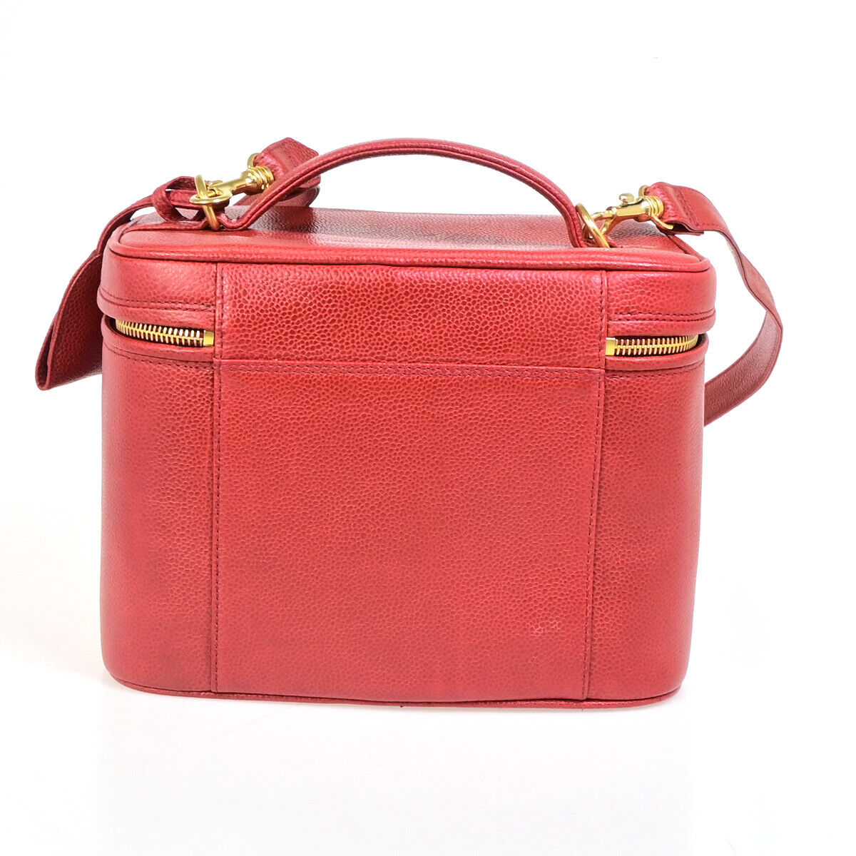 CHANEL CC Logo 2Way Vanity Hand Bag Caviar Skin Leather Red GHW Vintage 309RK387