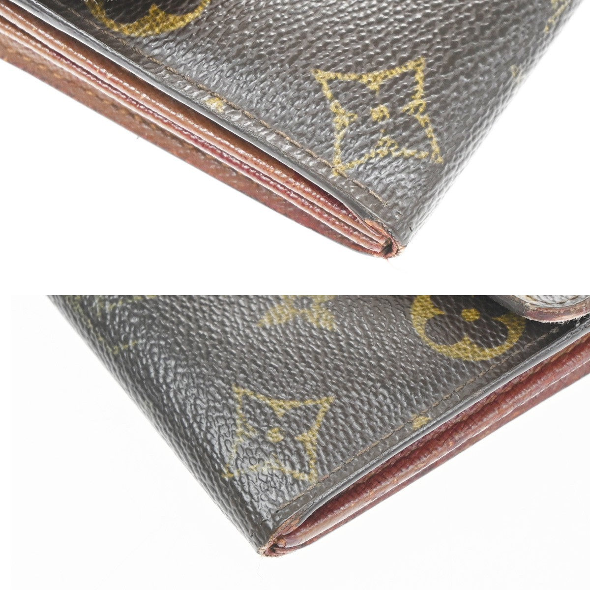 LOUIS VUITTON LV Logo 2 Set Bifold Wallet Monogram Leather Brown 02KC912