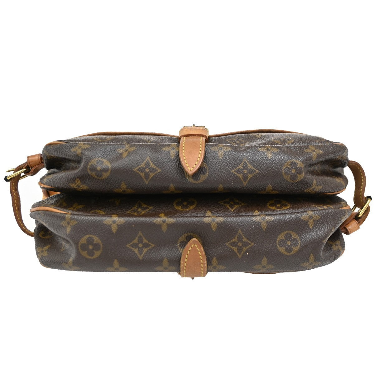 LOUIS VUITTON Logo Saumur 30 Shoulder Bag Monogram Leather Brown M42256 73DA259
