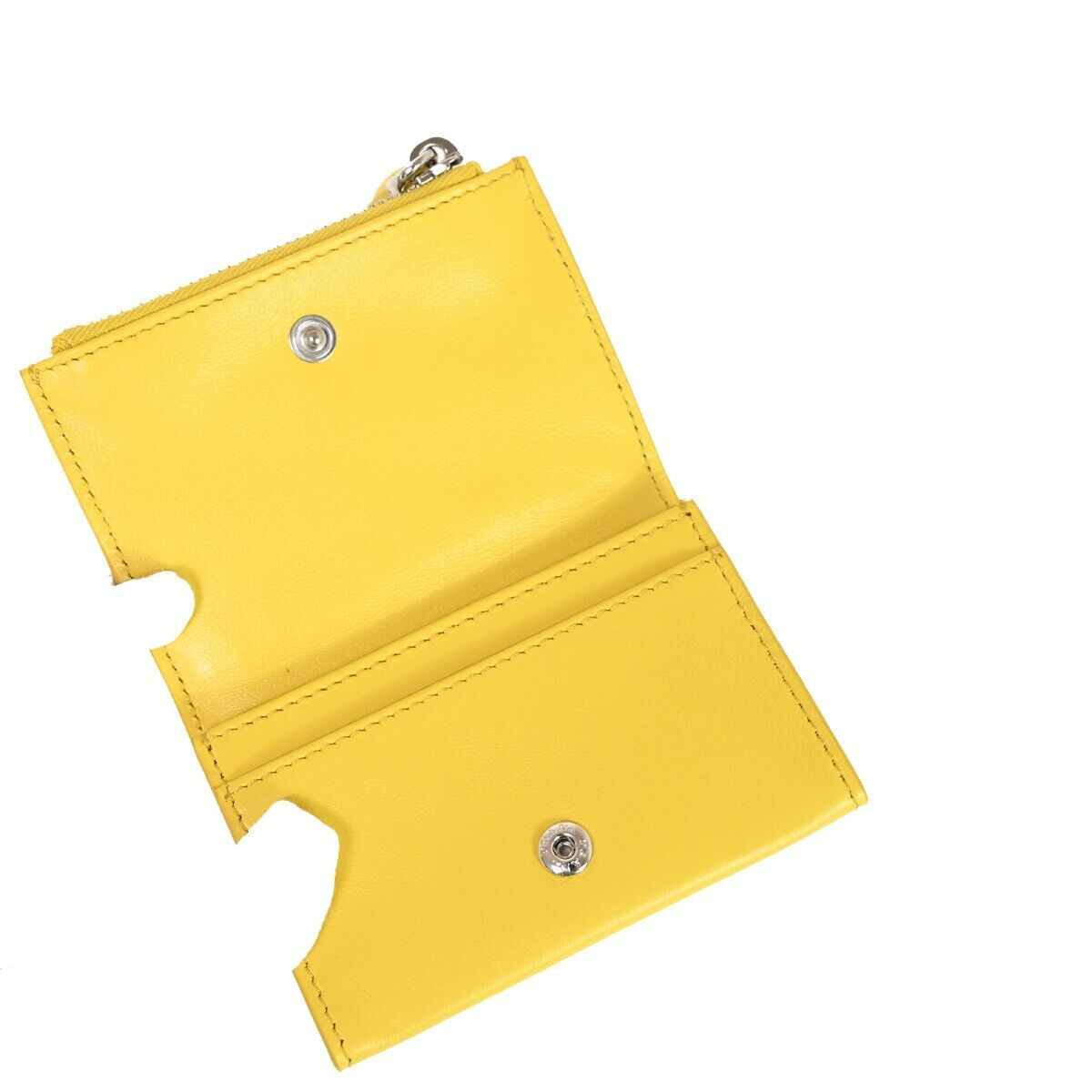 PRADA MILANO Logo Bifold Coin Case Wallet Purse Leather Yellow Italy 33FA304