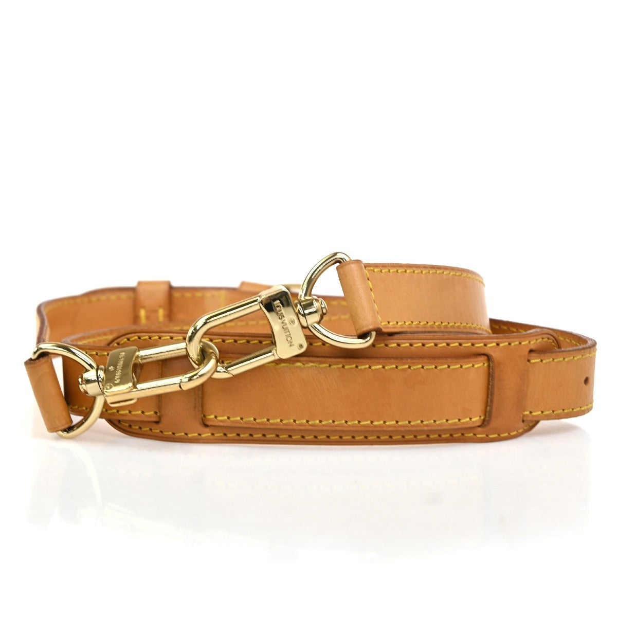 LOUIS VUITTON Logo Shoulder Bag Strap Adjustable Leather Brown GHW 67YJ014