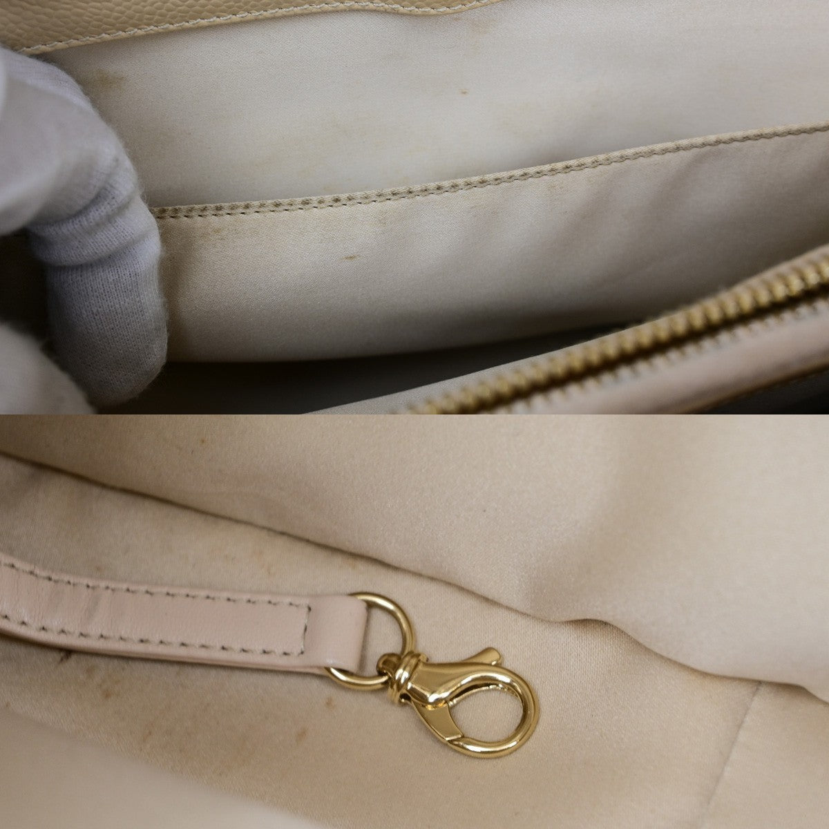 CHANEL CC GST Chain Shoulder Bag Grained Calfskin Leather Beige GHW 652RL053