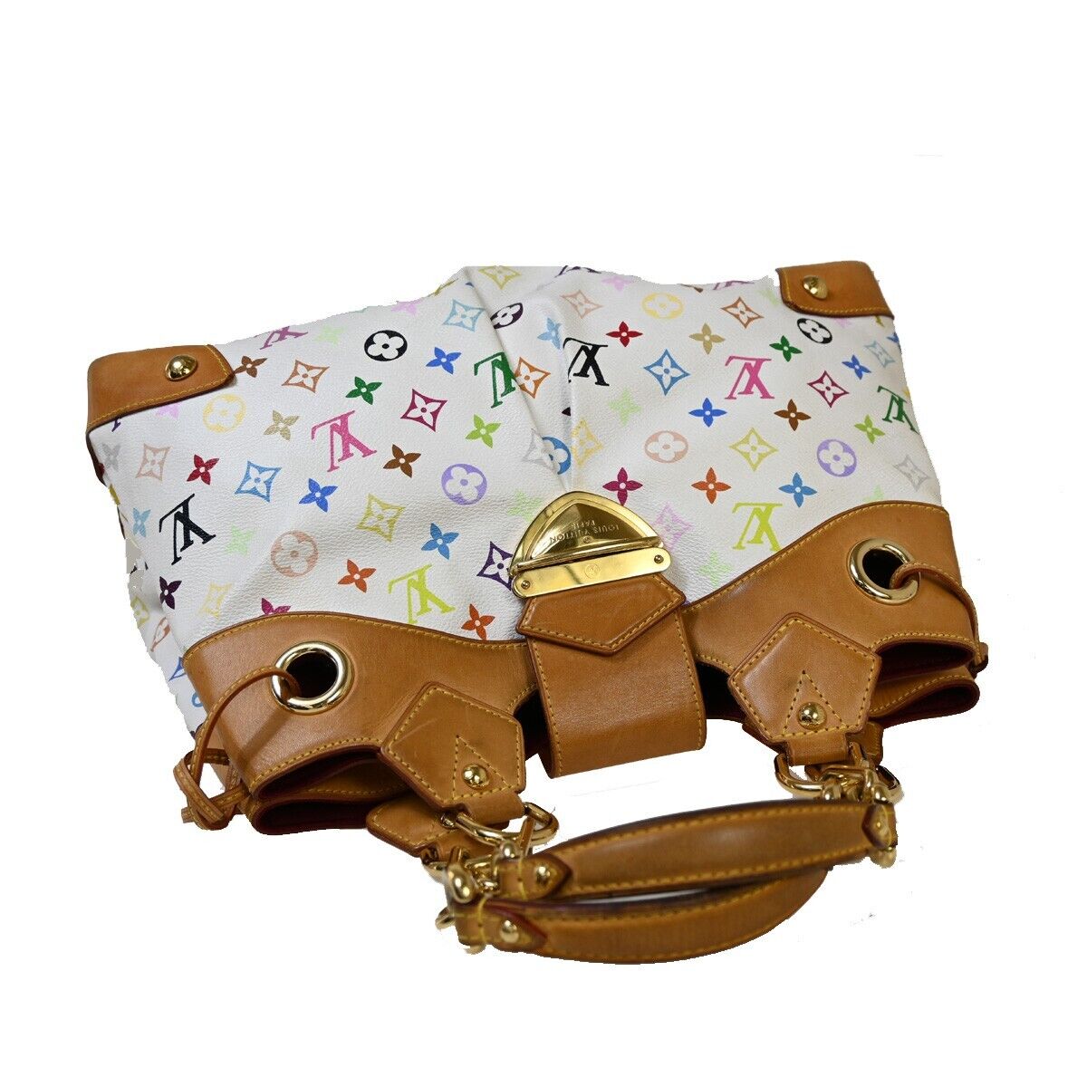 LOUIS VUITTON Ursula Chain Hand Bag Monogram Multi Leather White M40123 57EA904