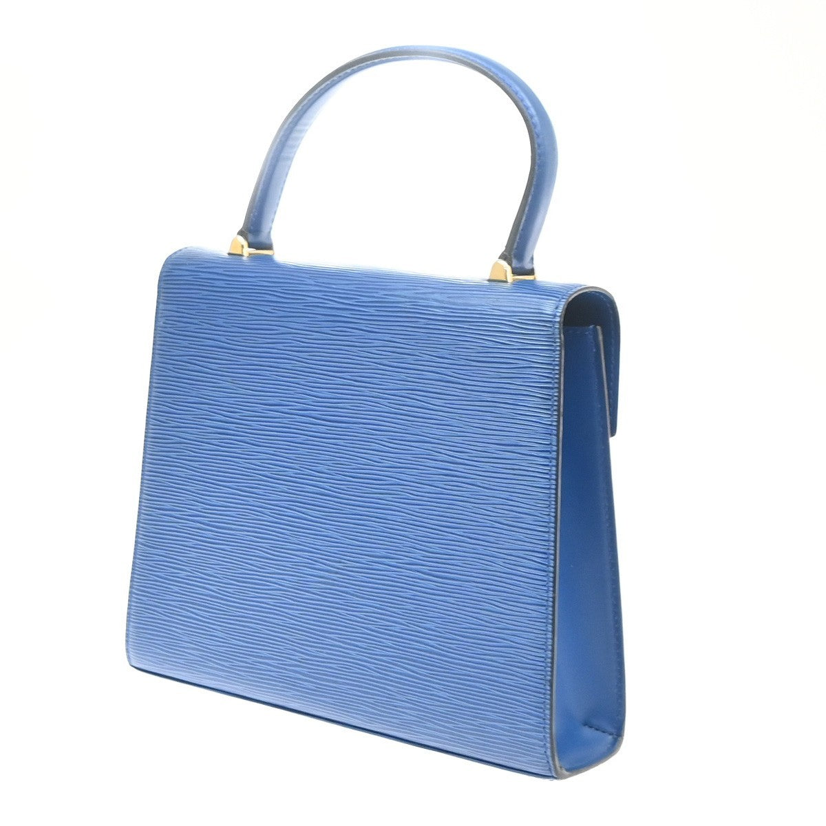 LOUIS VUITTON Logo Malesherbes Hand Bag Epi Leather Blue France M52375 34KD122