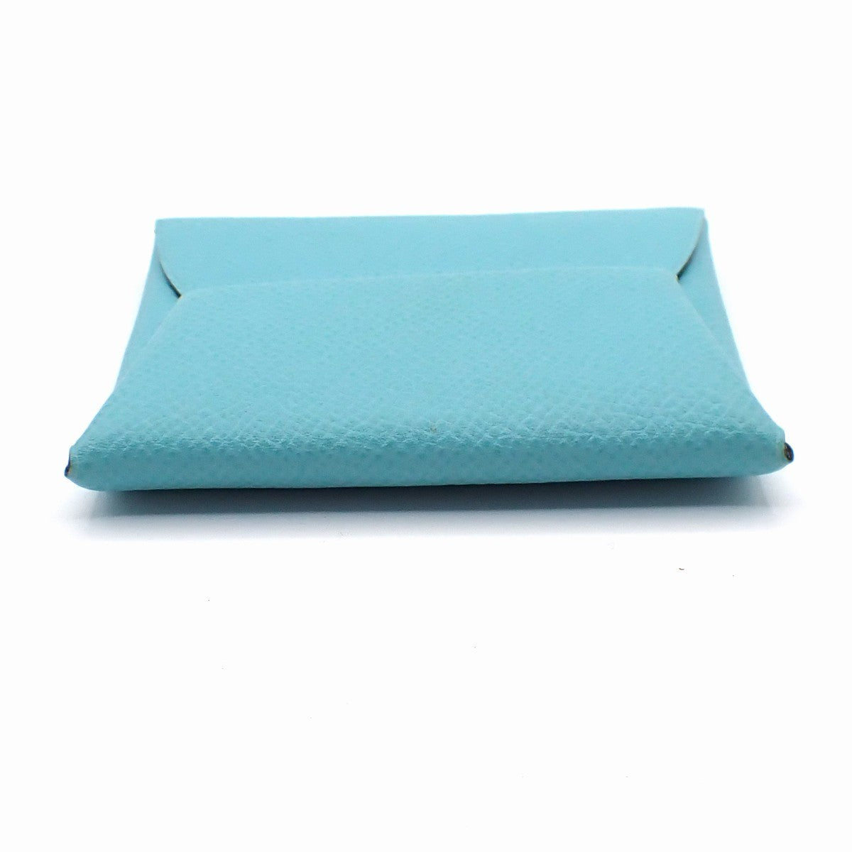 HERMES Logo Bastia Wallet Purse Coin Case Epson Leather Blue 38RL543