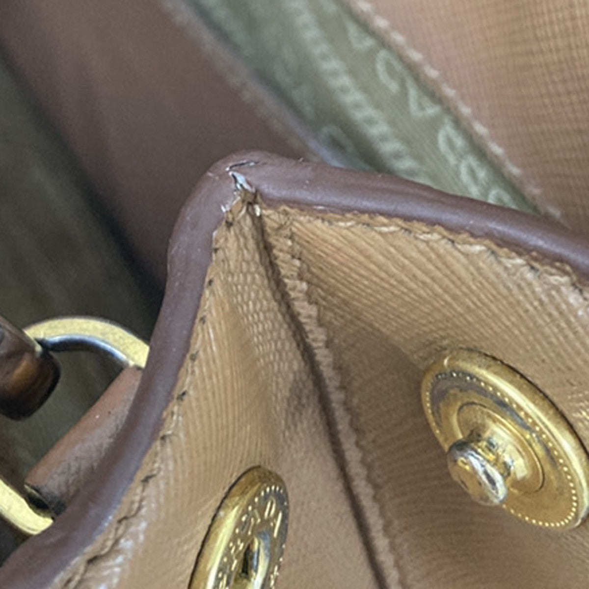 PRADA Logo 2Way Shoulder Hand Bag Saffiano Leather Beige GHW Italy 70EF793