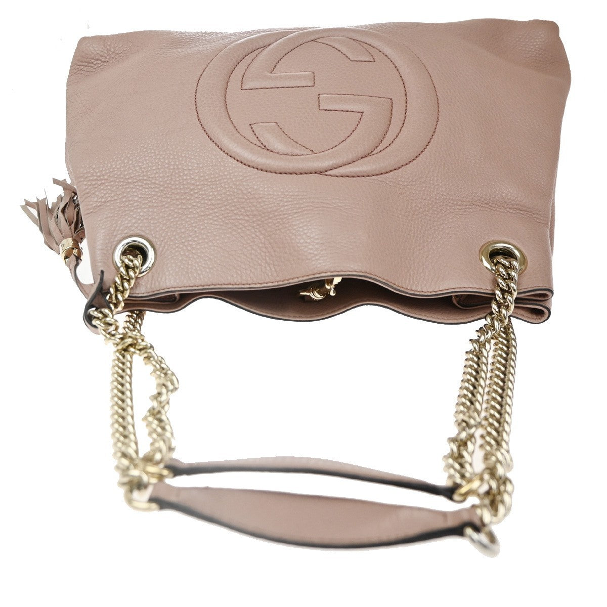 GUCCI Logo Soho Interlocking G Shoulder Bag Pebbled Calfskin Leather PK  95CA742