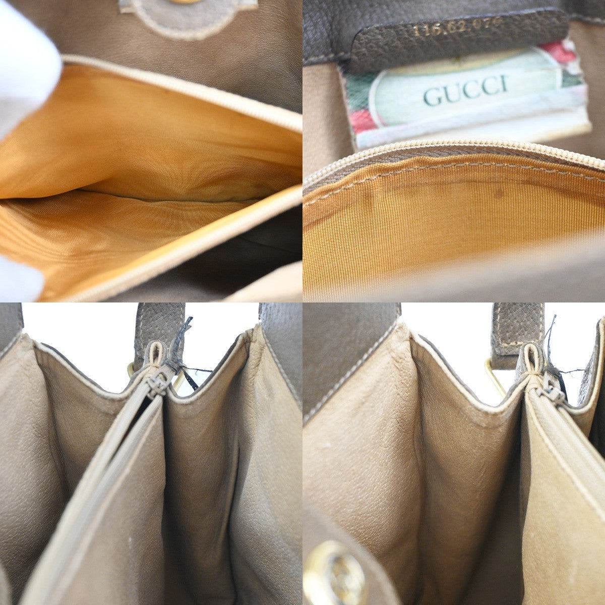 GUCCI Logo Sherry GG Pattern 2set Shoulder Hand Bag PVC Leather Beige 86KC963