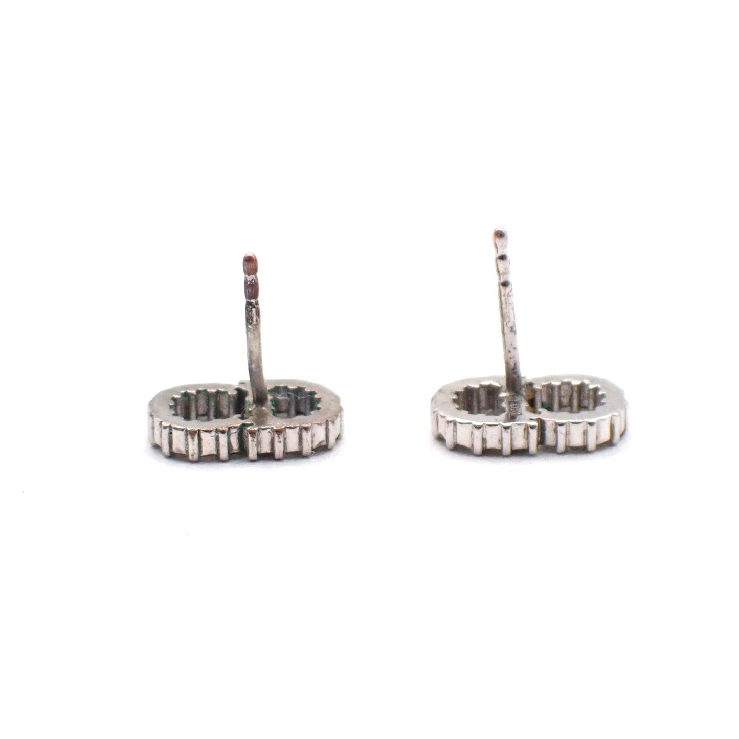 CHRISTIAN DIOR CD Logo Rhinestone Piercing Earrings Silver 62RL850