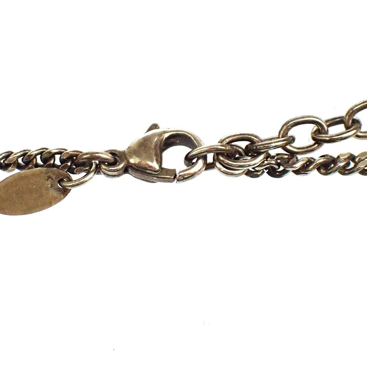 CHANEL CC Logo Chain Necklace Pendant Imitation Pearl 06A Silver France 34RH464