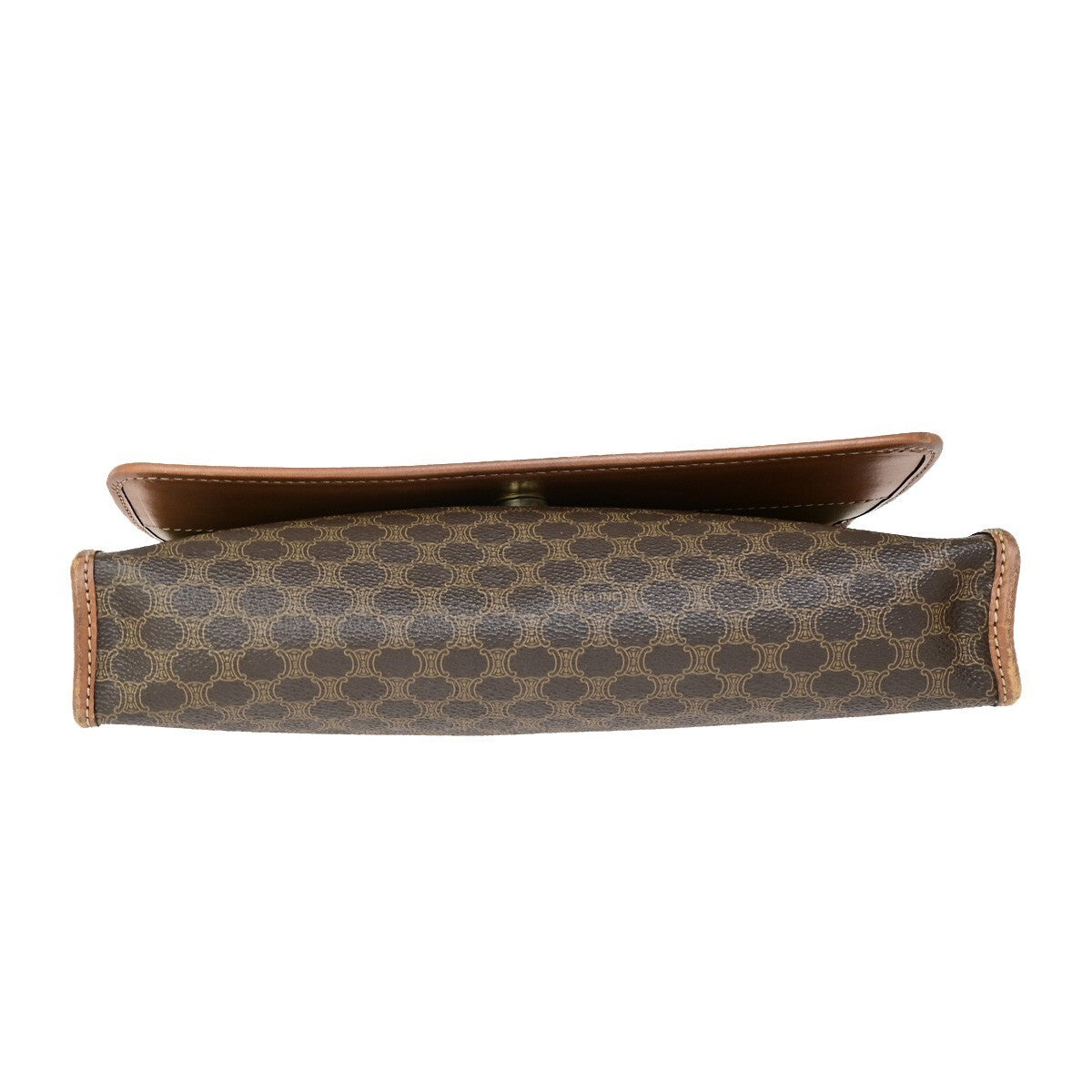 CELINE Logo Macadam Pattern Shoulder Bag PVC Leather Brown GHW Italy 65FB173