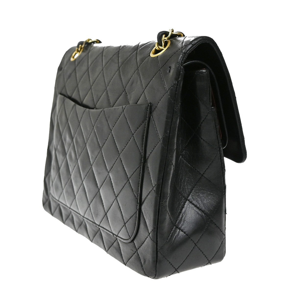 CHANEL CC Matelasse 25 Double Flap Chain Shoulder Bag Leather Black GHW 357RL462