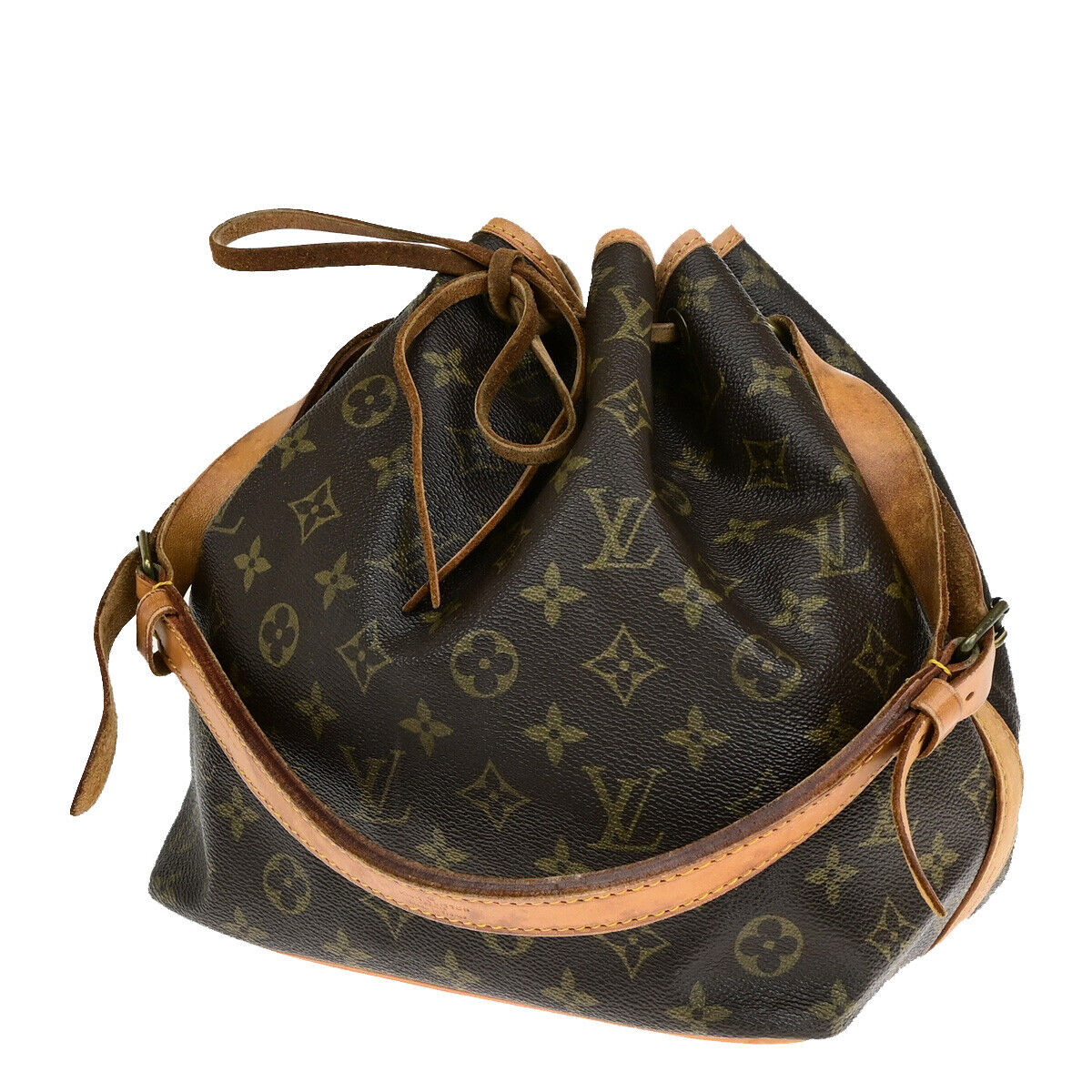 LOUIS VUITTON Petit Noe Drawstring Shoulder Bag Monogram Leather M42226 80SJ020