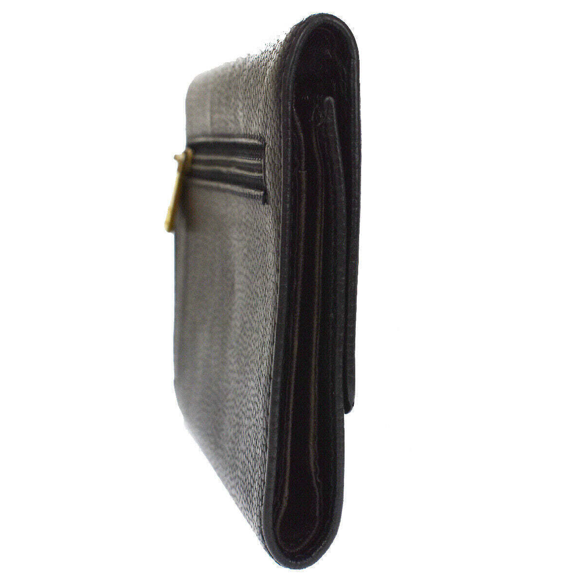 CHANEL CC Logo Trifold Wallet Purse Caviar Skin Leather Black Italy 30YB628