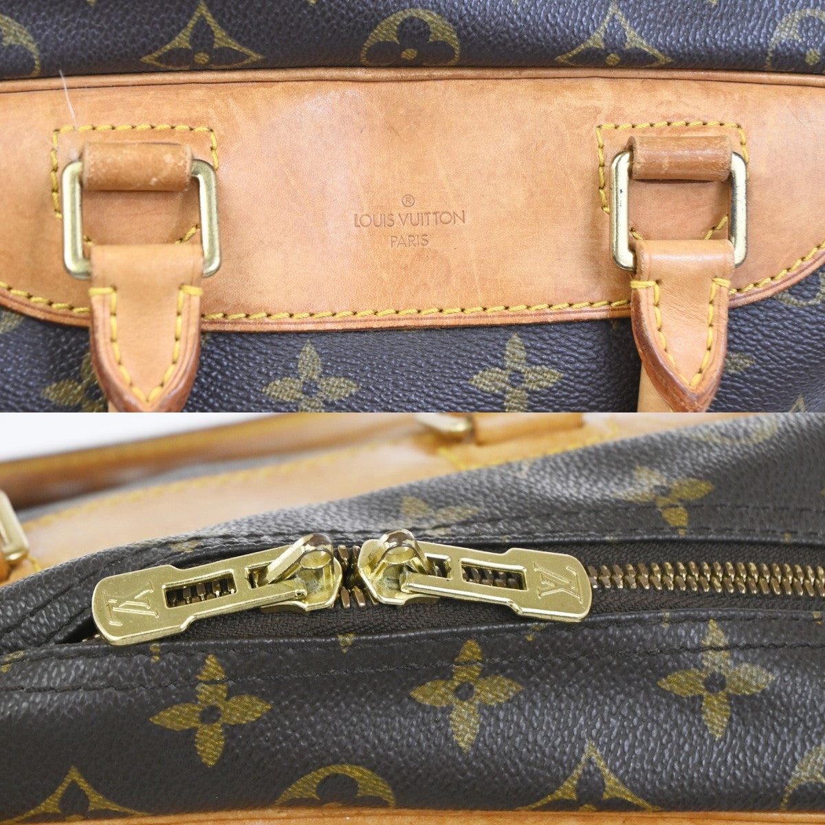 LOUIS VUITTON LV Logo Deauville Hand Bag Monogram Leather Brown M47270 73TA645