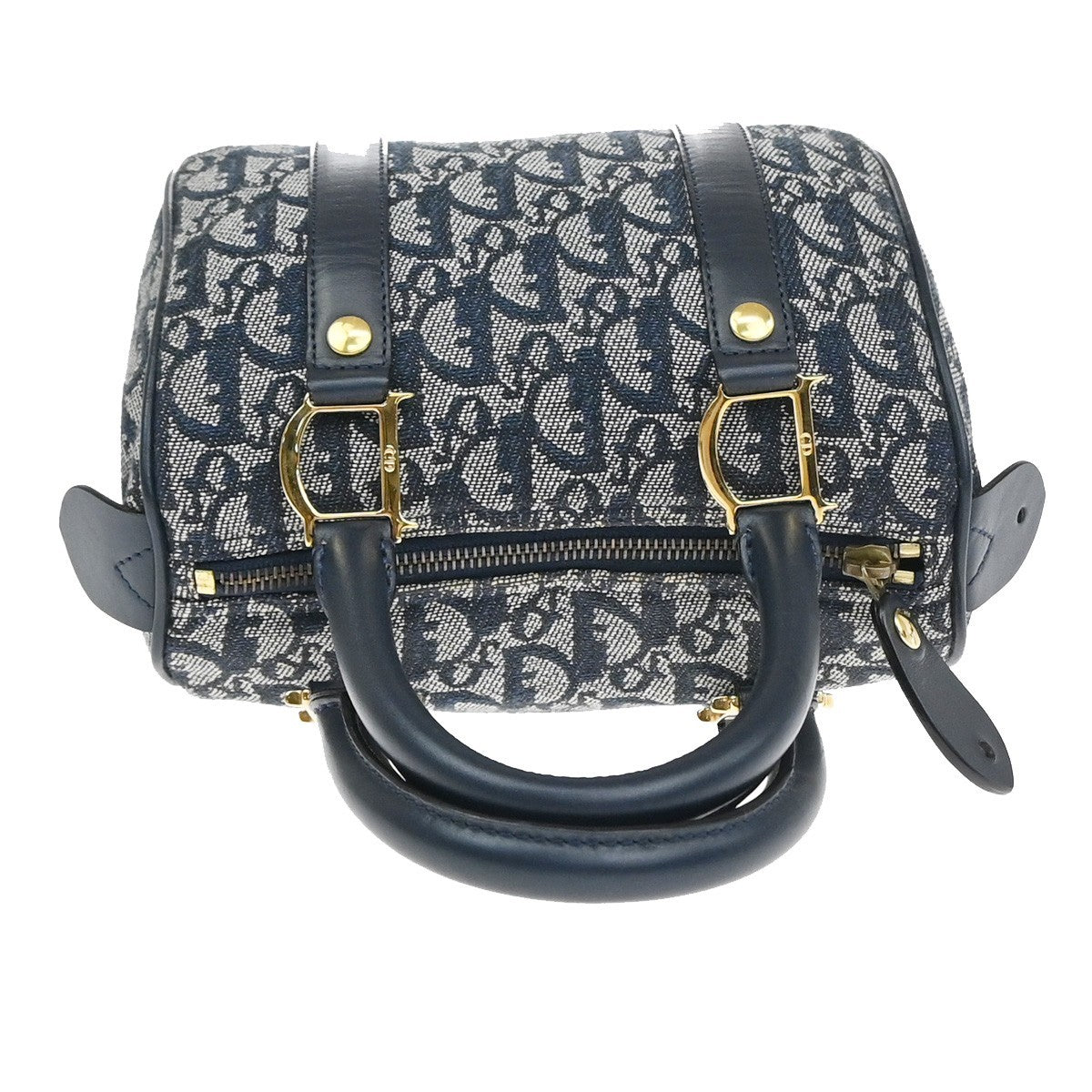 CHRISTIAN DIOR Logo Trotter Pattern Hand Bag Canvas Leather BE GHW 684RQ071