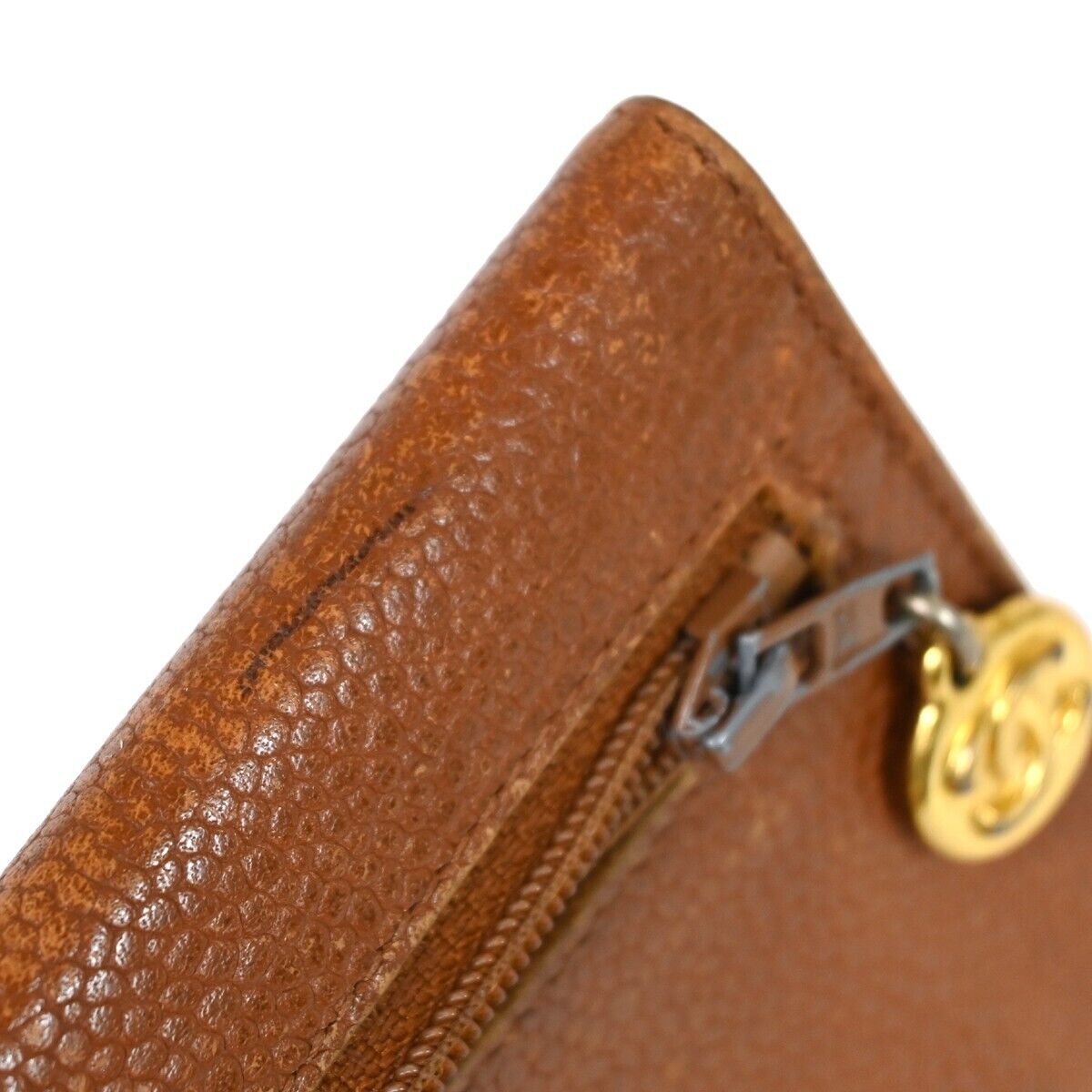CHANEL CC Logo Bifold Wallet Purse Caviar Skin Leather Brown GHW France 02HB222